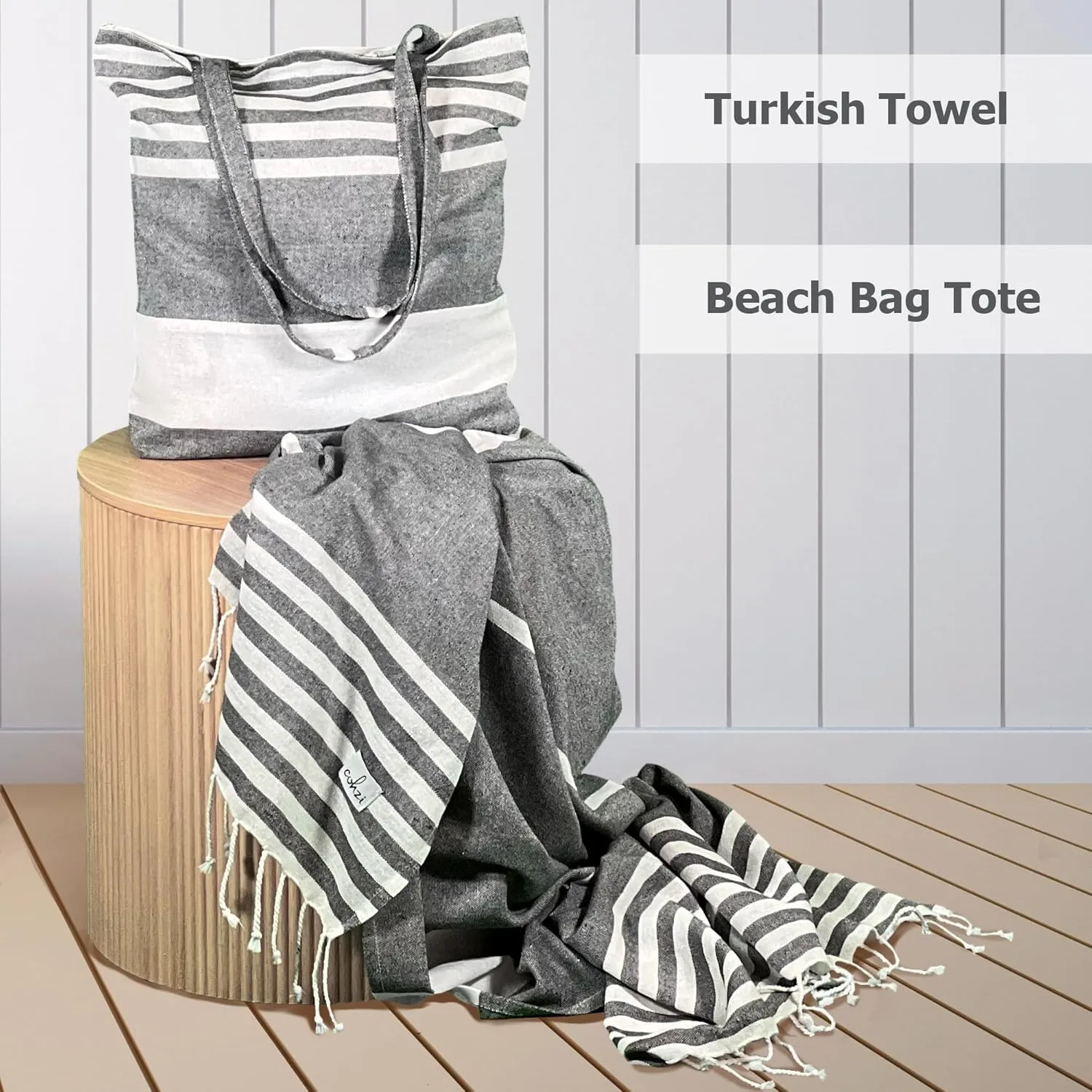 Turkish Beach Towel And Tote Bag - Beach Bag Tote And Turkish Towel Set. Travel, Picnic Blanket, Yoga. Women or Men.