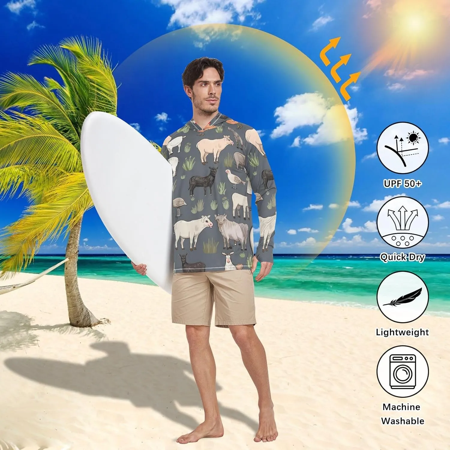 Twinkling Butterfly Sun Shirts for Men, Lightweight Hoodie Men, UPF 50  Long Sleeve Beach Shirt
