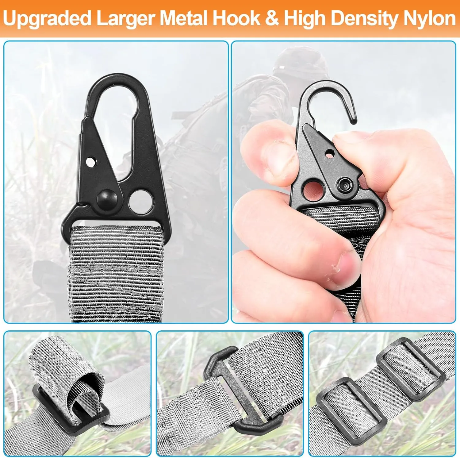 Two Point Traditional Sling with Mounts - Adjustable Extra Long Two Point Traditional Sling with 2 Pack 1.25" QD Sling Rail Swivel Mounts for Mlock