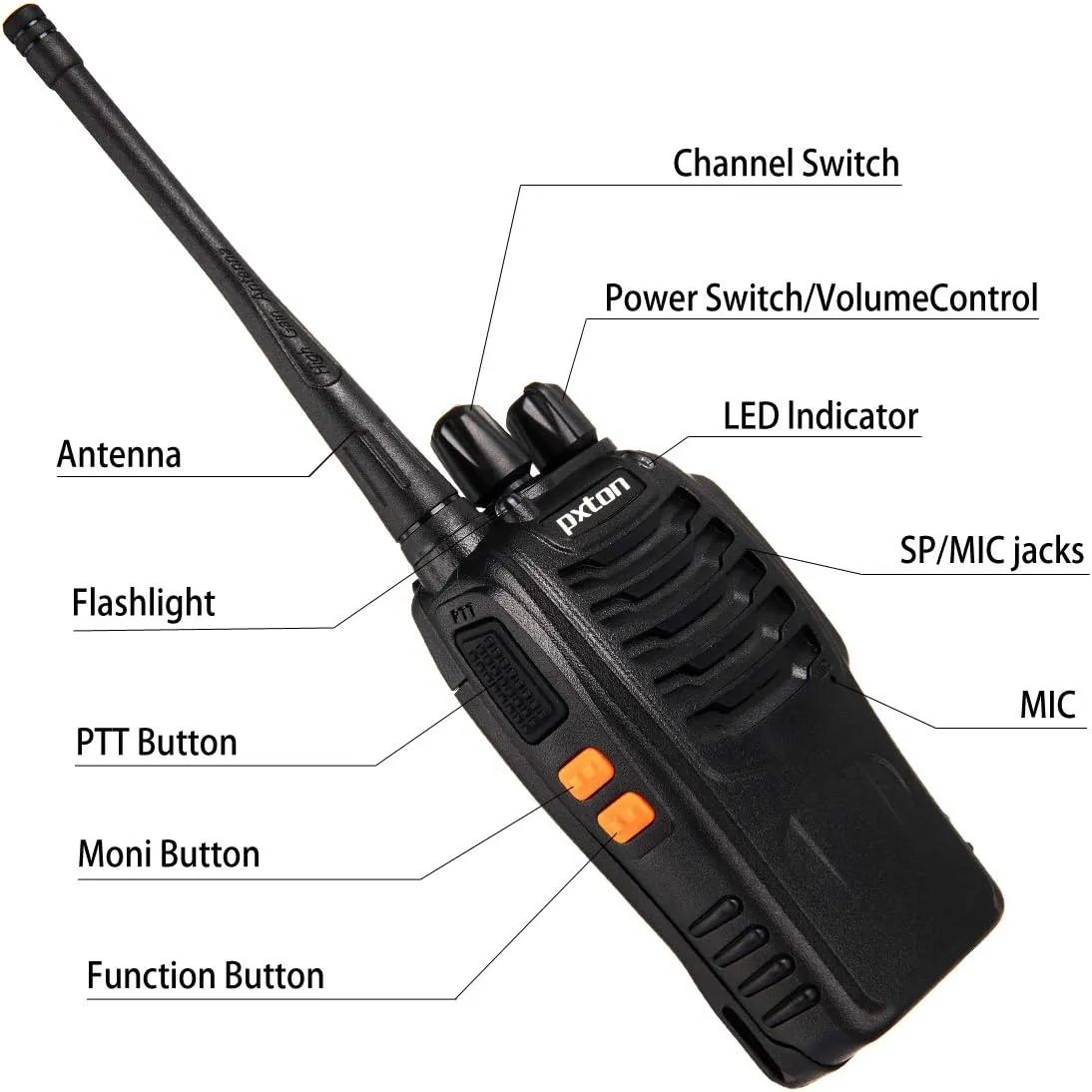 Two Way Radios Long Range Walkie Talkies for Adults with Headphones,16 Channel Handheld 2 Way Radio Rechargeable with Flashlight Li-ion Battery and Charger（6 Pack）