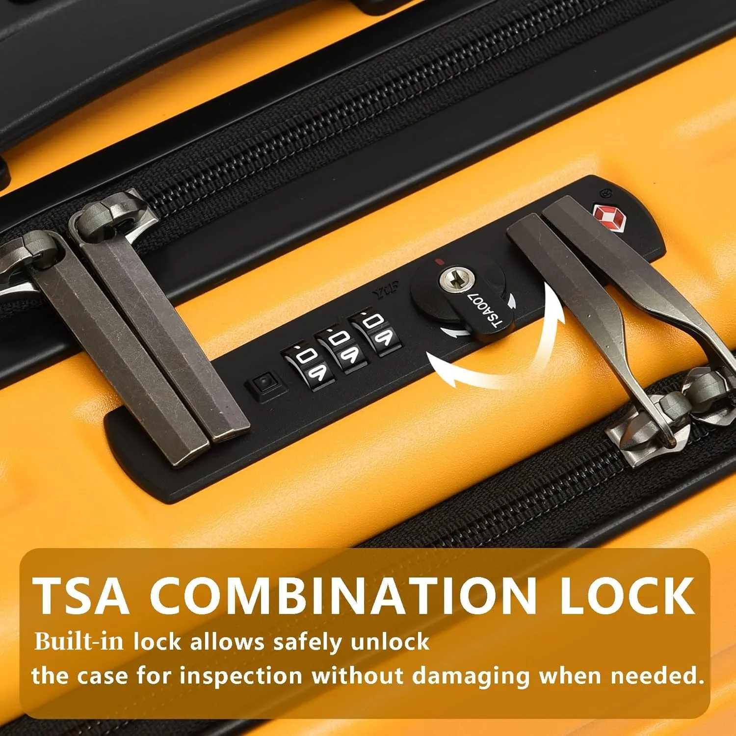 TydeCkare 20 Inch Carry On Luggage with Front Pocket, 21.65 * 15.35 * 7.87" Suitable for Airplane Overhead Bin, 34L PC ABS Hardshell, Orange