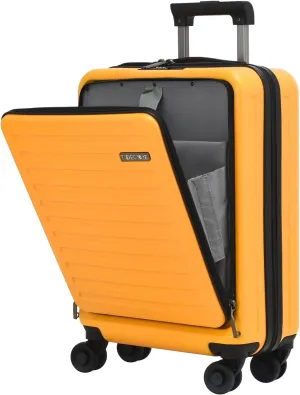 TydeCkare 20 Inch Carry On Luggage with Front Pocket, 21.65 * 15.35 * 7.87" Suitable for Airplane Overhead Bin, 34L PC ABS Hardshell, Orange
