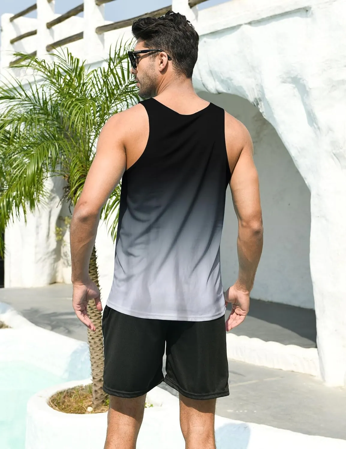 uideazone Mens Beach Tank Top Summer Sleeveless Shirt Graphic Quick Dry Gym Workout Tank Top