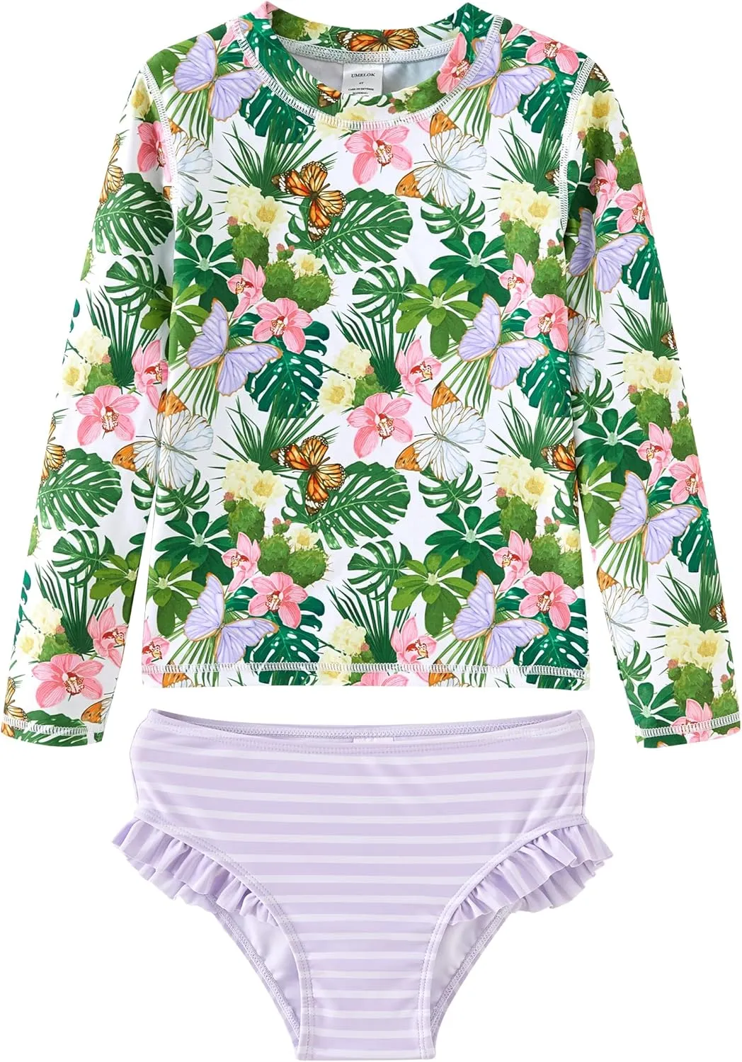 UMELOK Toddler and Little Girls Rash Guard Sets with Bikini Bottoms Swimwear