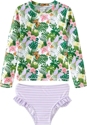 UMELOK Toddler and Little Girls Rash Guard Sets with Bikini Bottoms Swimwear