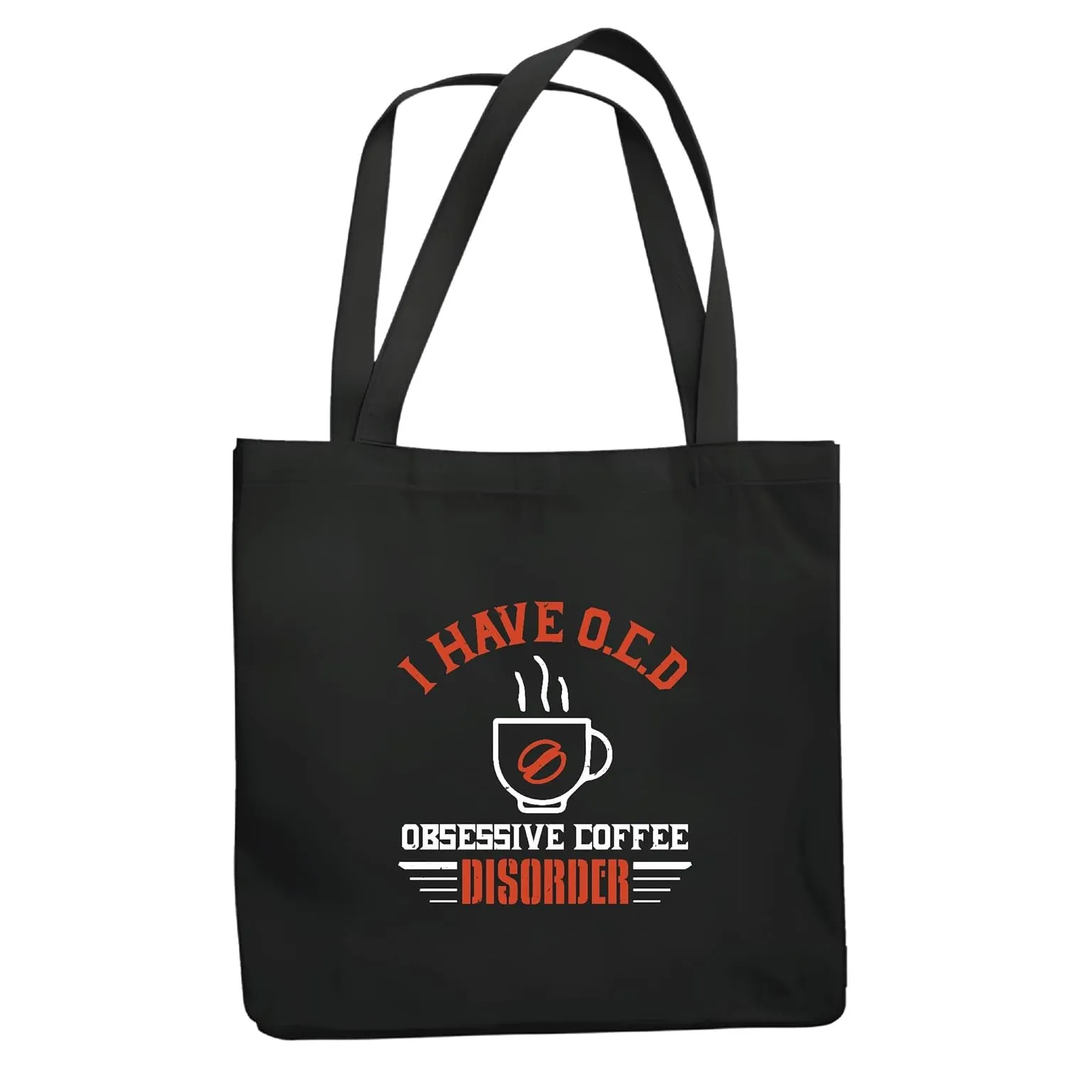 Unique Coffee Gift for OCD Sufferers I Have OCD Obsessive Coffee Disorder Navy Black Multicolor Canvas Tote Bag