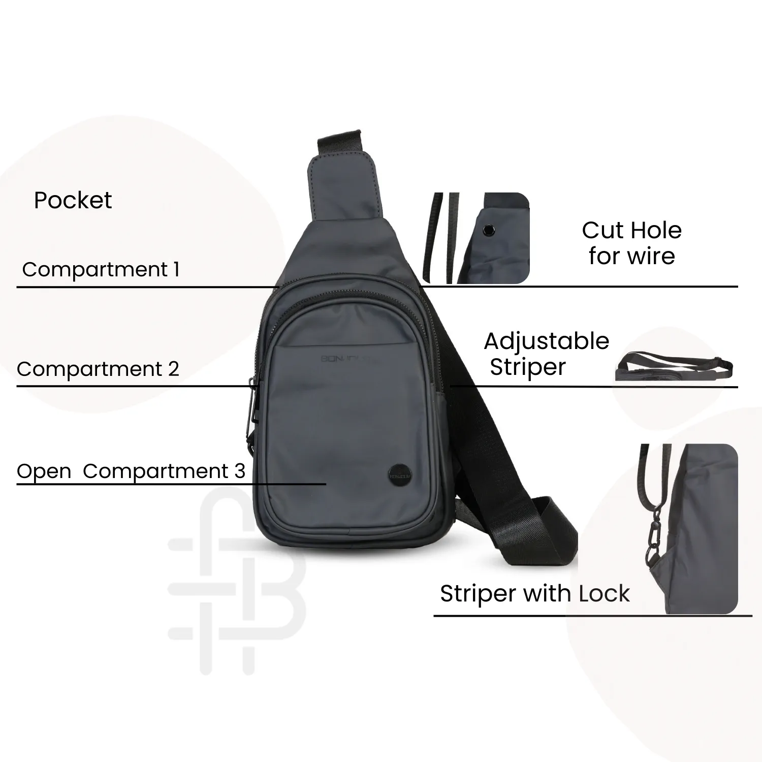 Unisex Premium Cross Body Sling Bag - Grey