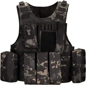 UNISTRENGH Tactical MOLLE Vest Military Airsoft Vest Adjustable Combat Training Vest for Hunting,Fishing,Army Fans,CS Game