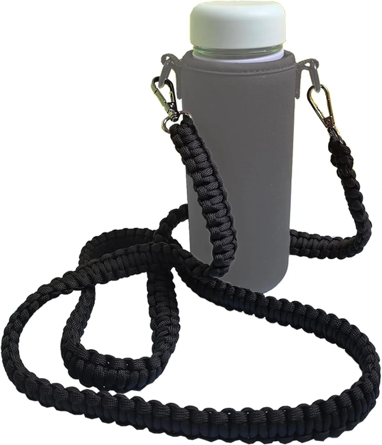 Universal Shoulder Strap Replacement,water bottle shoulder strap,Paracord Water Bottle Holder with Shoulder Strap, Metal Hook, Military-Style Outdoor Upgrade Kit