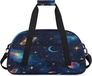Universe Planets Gym Duffel Bag for Men Women Starry Sky Sports Tote Bag with Adjustable Shoulder Strap for Dance Gymnastics Traveling Outdoor Camping Overnight Stay