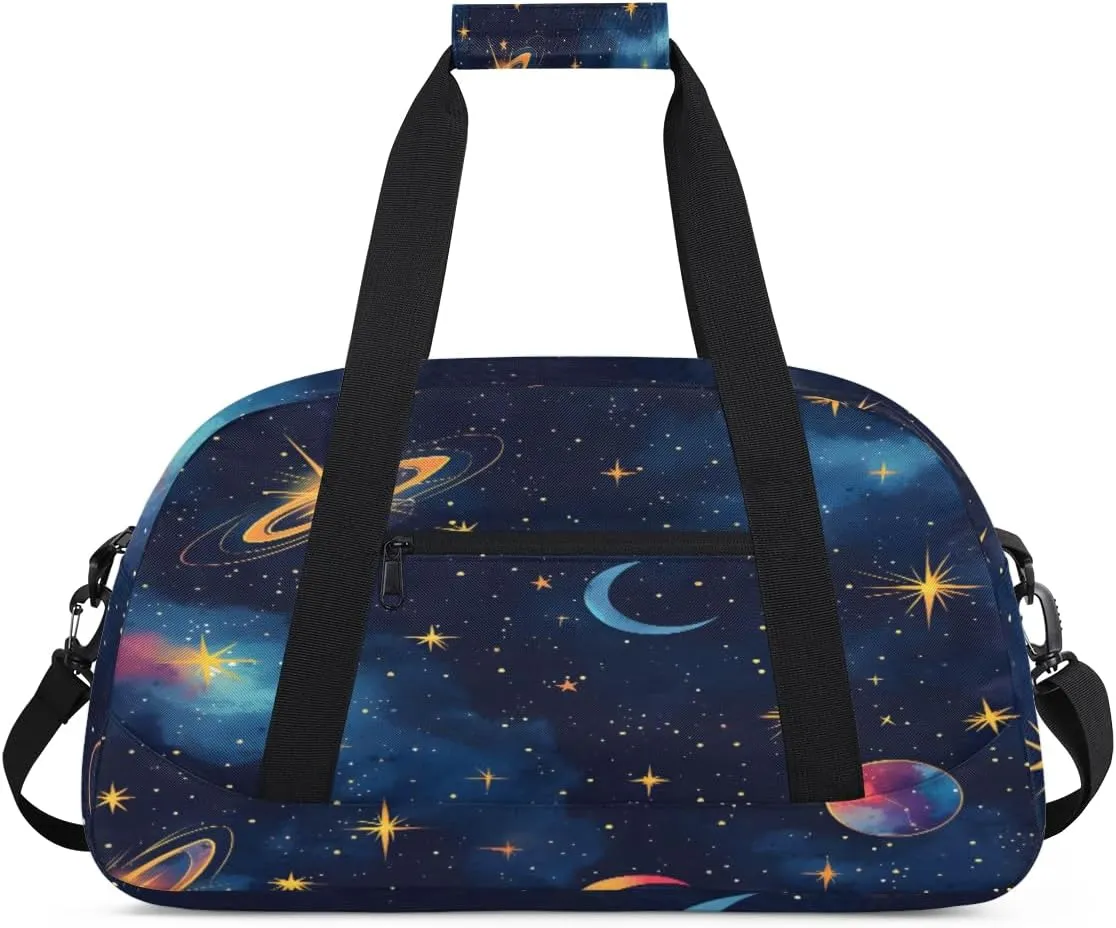 Universe Planets Gym Duffel Bag for Men Women Starry Sky Sports Tote Bag with Adjustable Shoulder Strap for Dance Gymnastics Traveling Outdoor Camping Overnight Stay