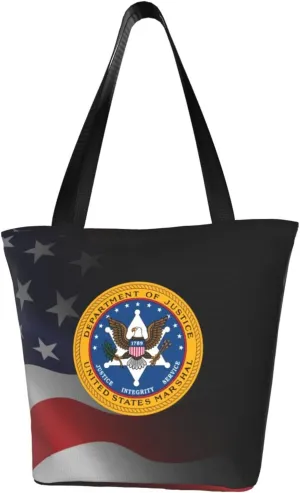 US Marshals Service Women'S Casual One Shoulder Carry Shopping Bag Large Capacity Working Storage Handbag