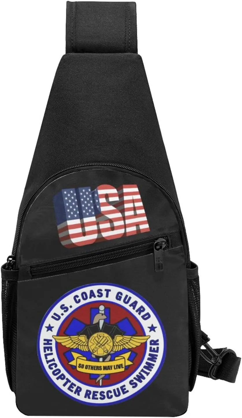 USCG Asts (Helicopter Rescue Swimmers)，Fashion One-Shoulder Bag，Anti-Theft Crossbody Shoulder Chest Bag