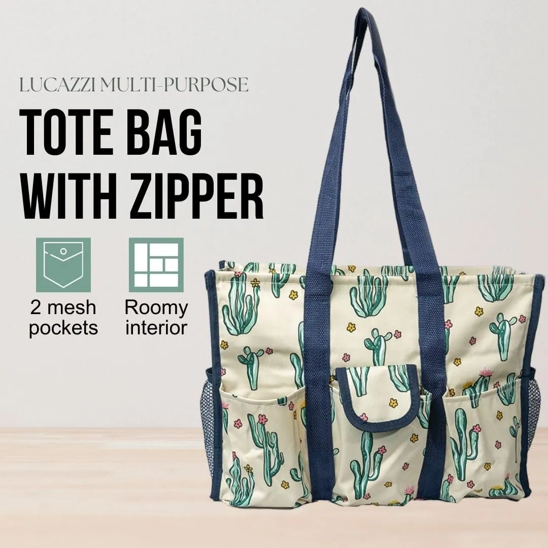 Utility Tote Bag with Zipper Top - Large Multipurpose Tote Organizer Bag