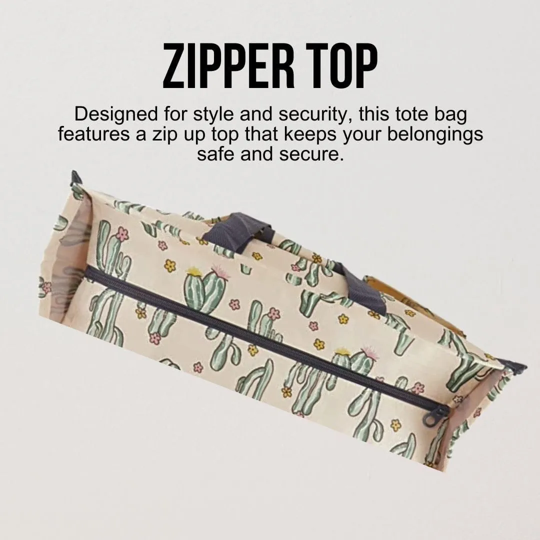 Utility Tote Bag with Zipper Top - Large Multipurpose Tote Organizer Bag