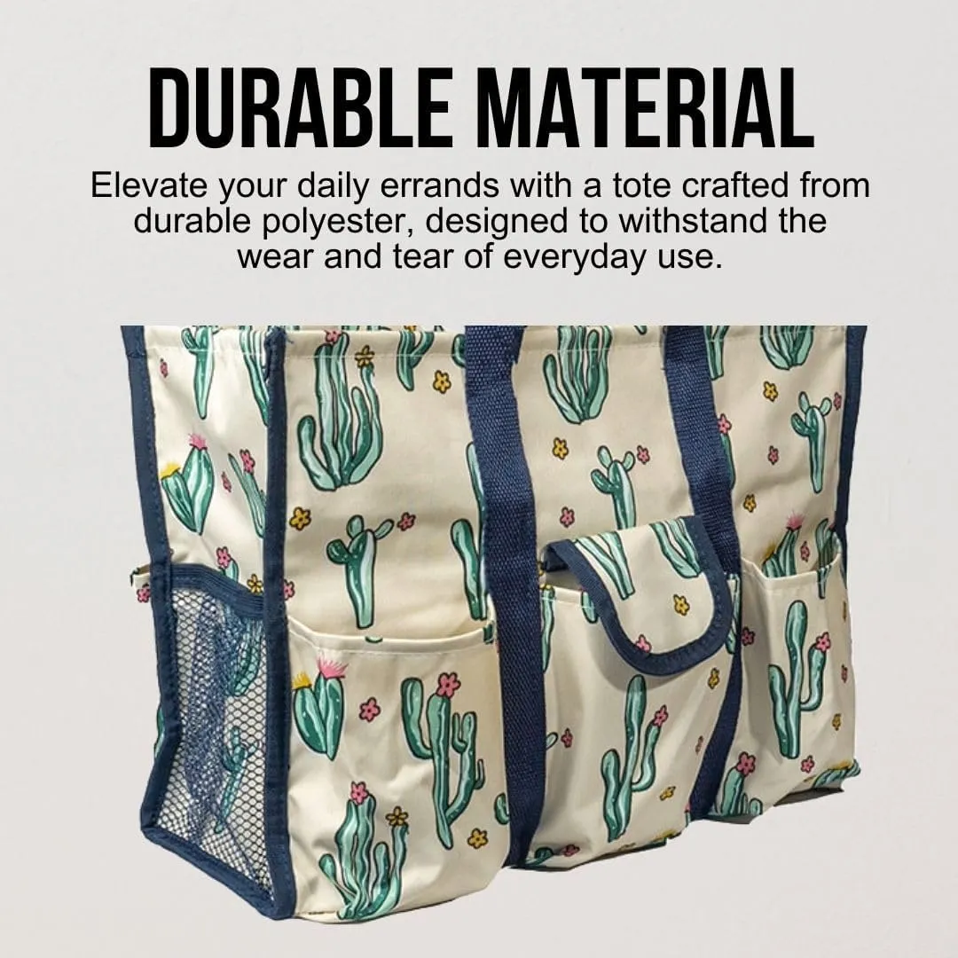 Utility Tote Bag with Zipper Top - Large Multipurpose Tote Organizer Bag