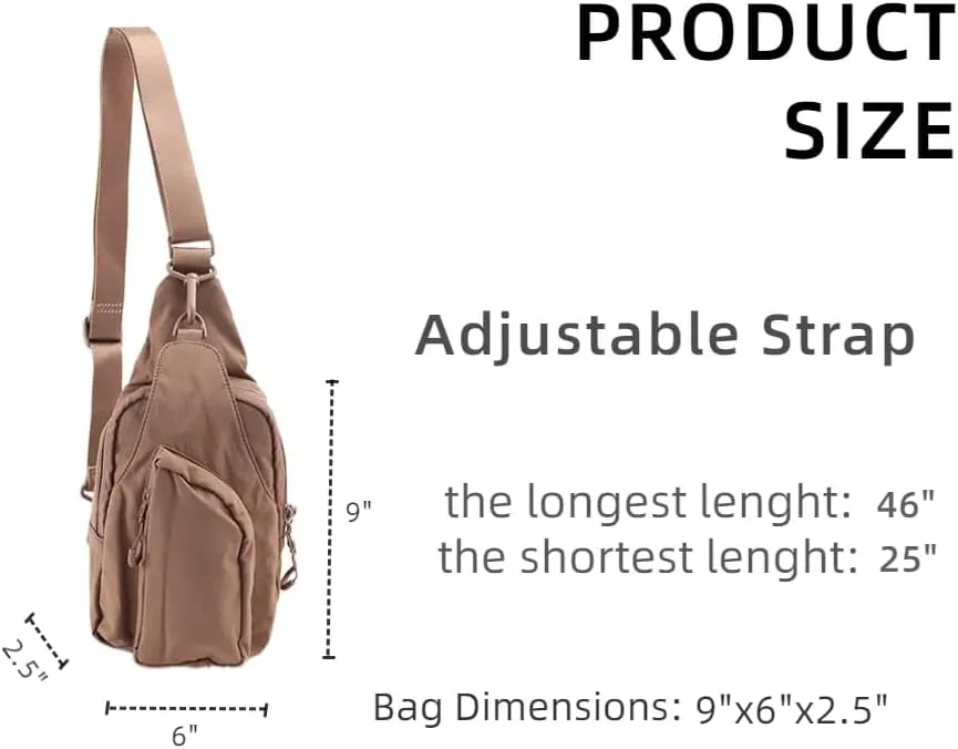 VAKAER Sling Bag for Women, Small Crossbody Bags with Adjustable Strap,Lightweight Casual Daypack Backpacks for Travel Hiking (Caramel)