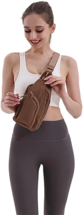 VAKAER Sling Bag for Women, Small Crossbody Bags with Adjustable Strap,Lightweight Casual Daypack Backpacks for Travel Hiking (Caramel)