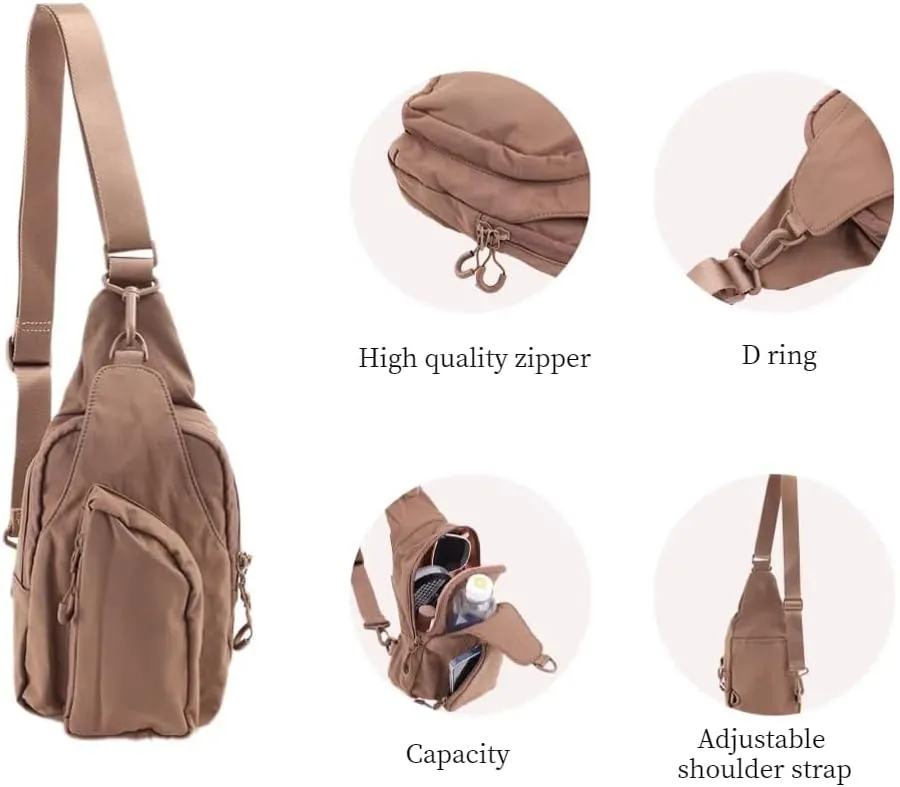 VAKAER Sling Bag for Women, Small Crossbody Bags with Adjustable Strap,Lightweight Casual Daypack Backpacks for Travel Hiking (Caramel)