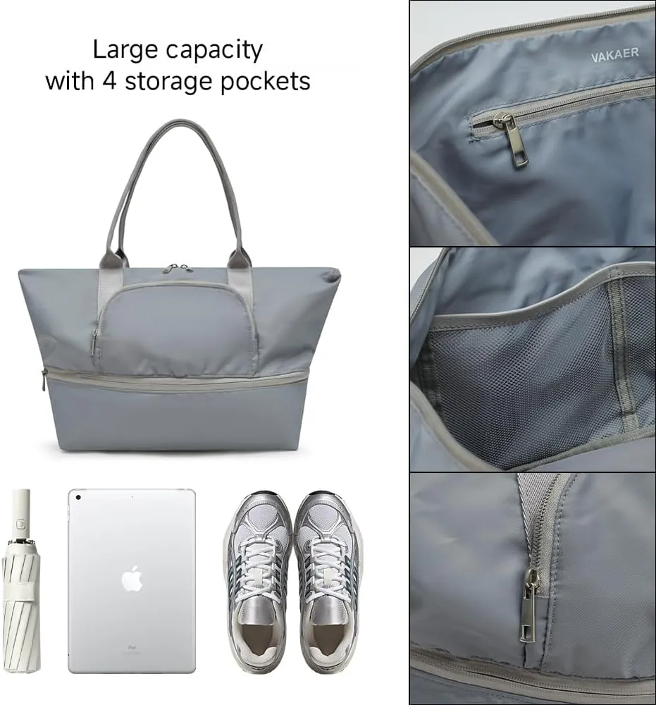 VAKAER Women's Tote Bag Carry on Bag with Luggage Sleeve Travel Duffel Weekender Overnight Expandable Bags for Sports Gym