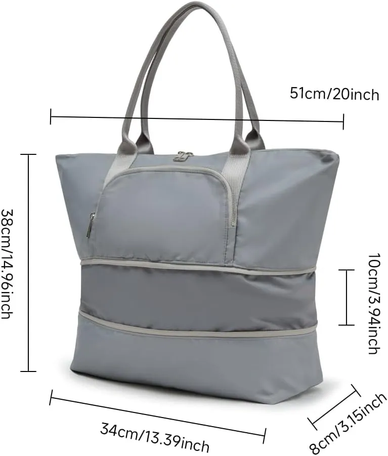 VAKAER Women's Tote Bag Carry on Bag with Luggage Sleeve Travel Duffel Weekender Overnight Expandable Bags for Sports Gym