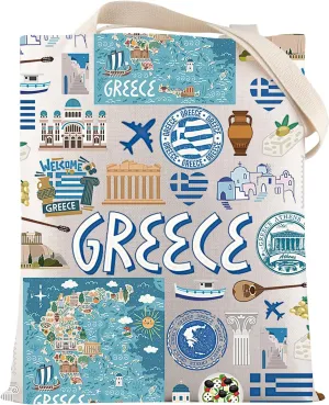 VAMSII Greece Souvenir Gift Greece Travel Tote Bag Greek Athens City Trip Gift Greek Vocation Gift Greece Lover Gift