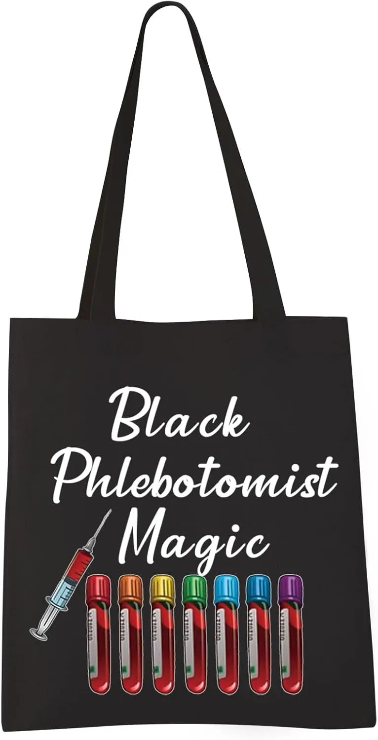 VAMSII Phlebotomist Magic Tote Bag - Black Shoulder Bag for Phlebotomy Technician Gifts
