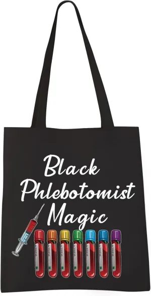 VAMSII Phlebotomist Magic Tote Bag - Black Shoulder Bag for Phlebotomy Technician Gifts