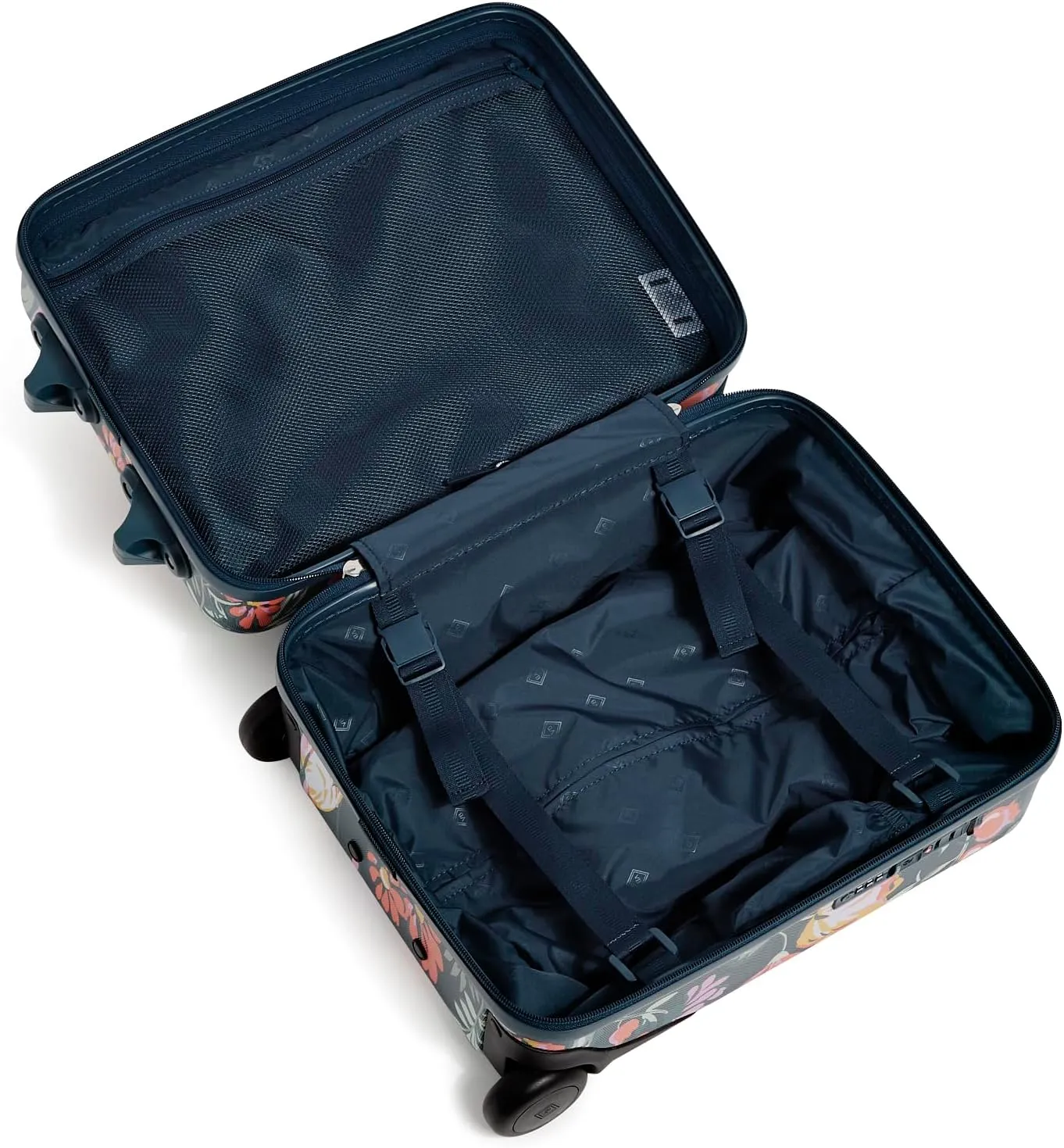 Vera Bradley Women's Hardside Underseat Rolling Suitcase Luggage, Fresh-Cut Floral Green, One Size