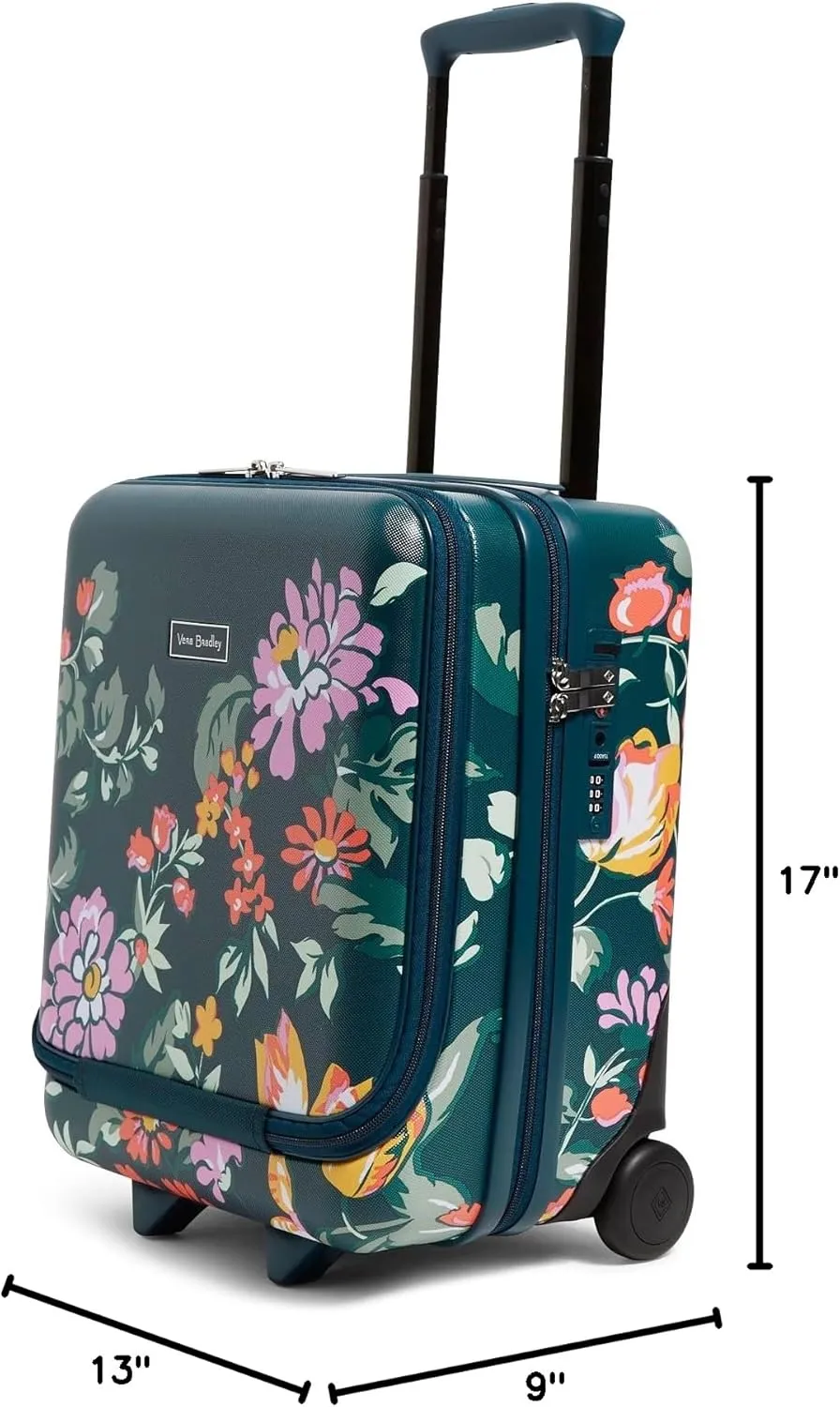 Vera Bradley Women's Hardside Underseat Rolling Suitcase Luggage, Fresh-Cut Floral Green, One Size