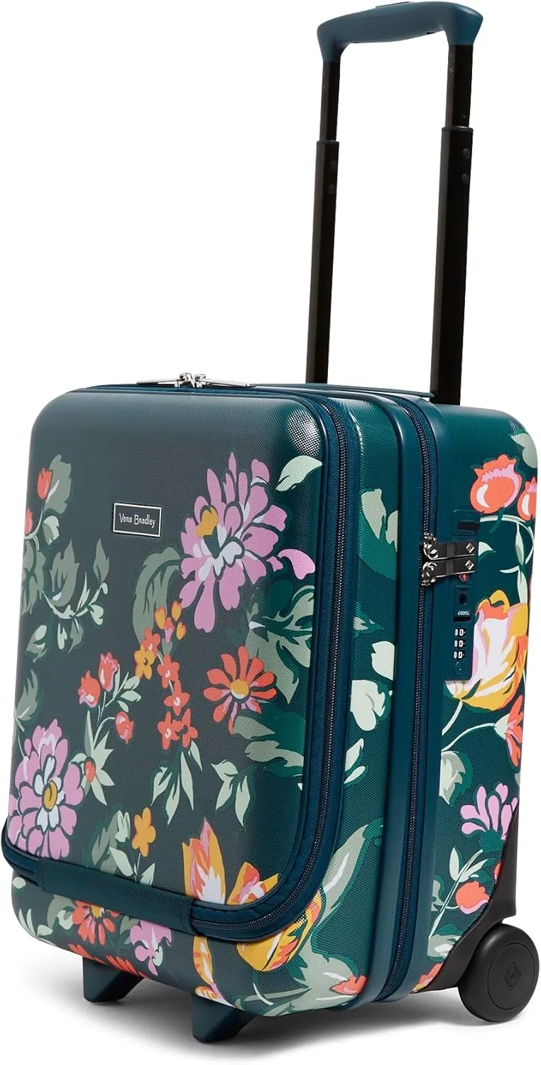 Vera Bradley Women's Hardside Underseat Rolling Suitcase Luggage, Fresh-Cut Floral Green, One Size