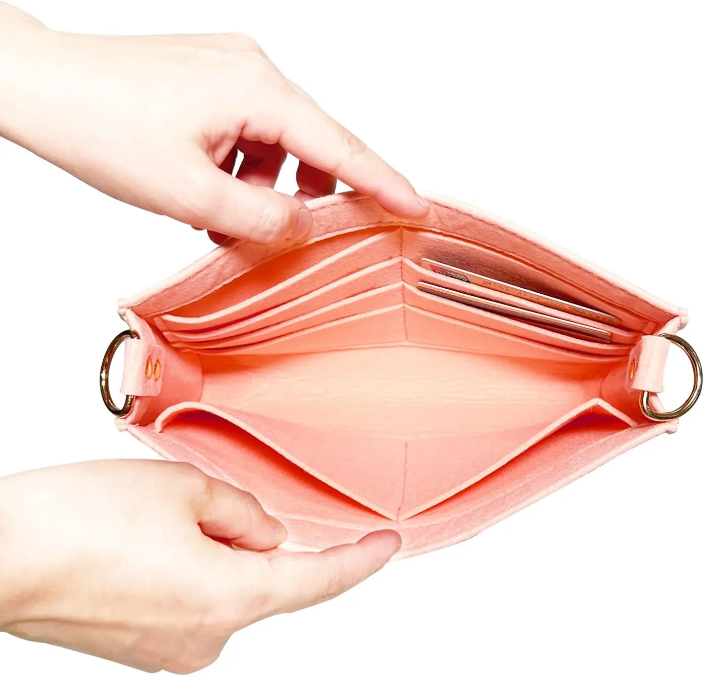 Vercord Felt Purse Insert Organizer LV 26 19 Toiletry Pouch Insert with D Ring Attach Chain Strap