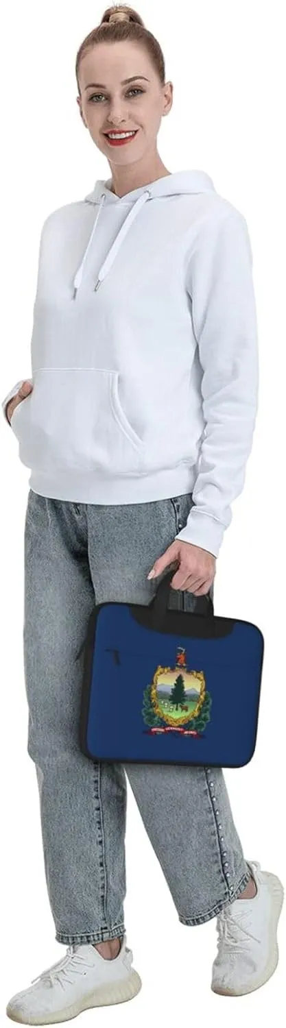 Vermont State Flag Print Laptop Adjustable Shoulder Strap With Handle Accessory Pocket For Men Women