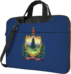 Vermont State Flag Print Laptop Adjustable Shoulder Strap With Handle Accessory Pocket For Men Women