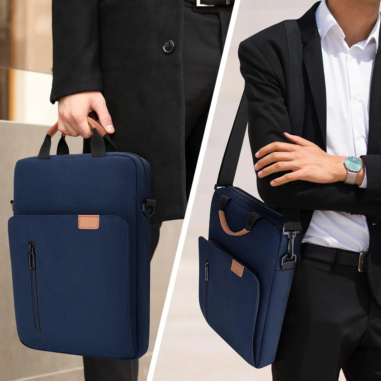 Vertical Laptop Case Computer Bag for 14 Inch MacBook Pro M1 M2 M3 M4 Computer Notebook, Waterproof Protective Lightweight Laptop Computer Cover Bag, Navy Blue