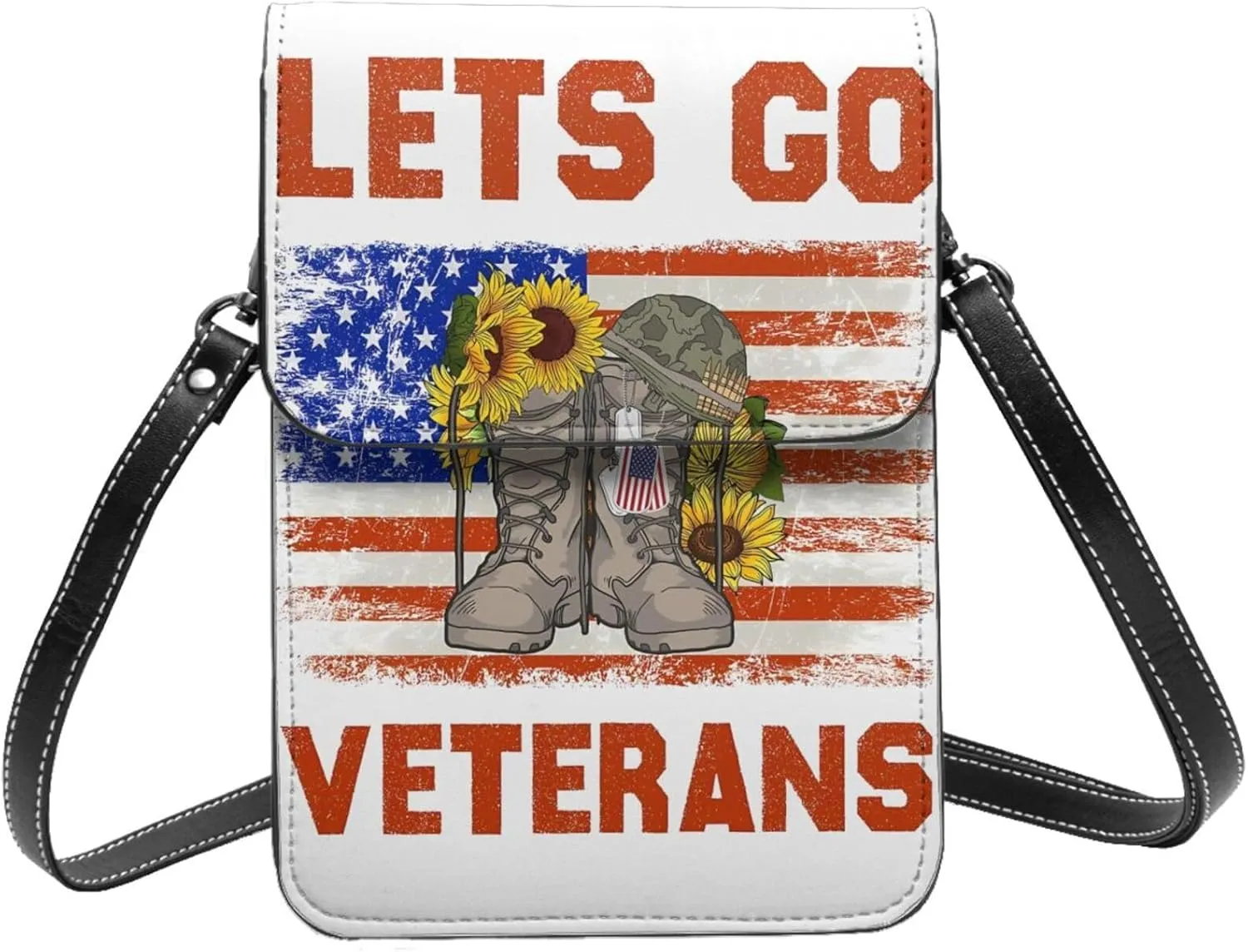 Veterans Day and Eagle USA Flag Cell Phone Purse Small Crossbody Bag For Women Men Wallet Purse With Adjustable Strap