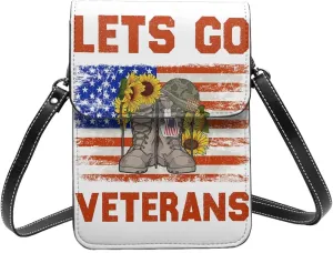 Veterans Day and Eagle USA Flag Cell Phone Purse Small Crossbody Bag For Women Men Wallet Purse With Adjustable Strap