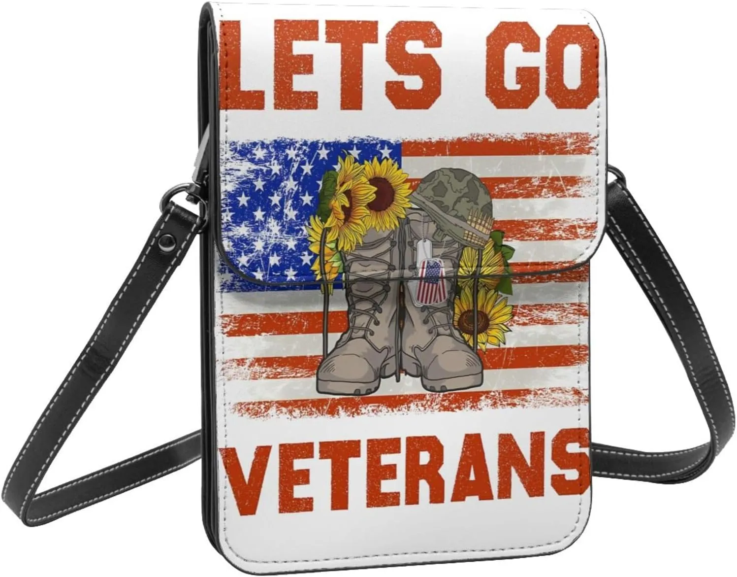 Veterans Day and Eagle USA Flag Cell Phone Purse Small Crossbody Bag For Women Men Wallet Purse With Adjustable Strap