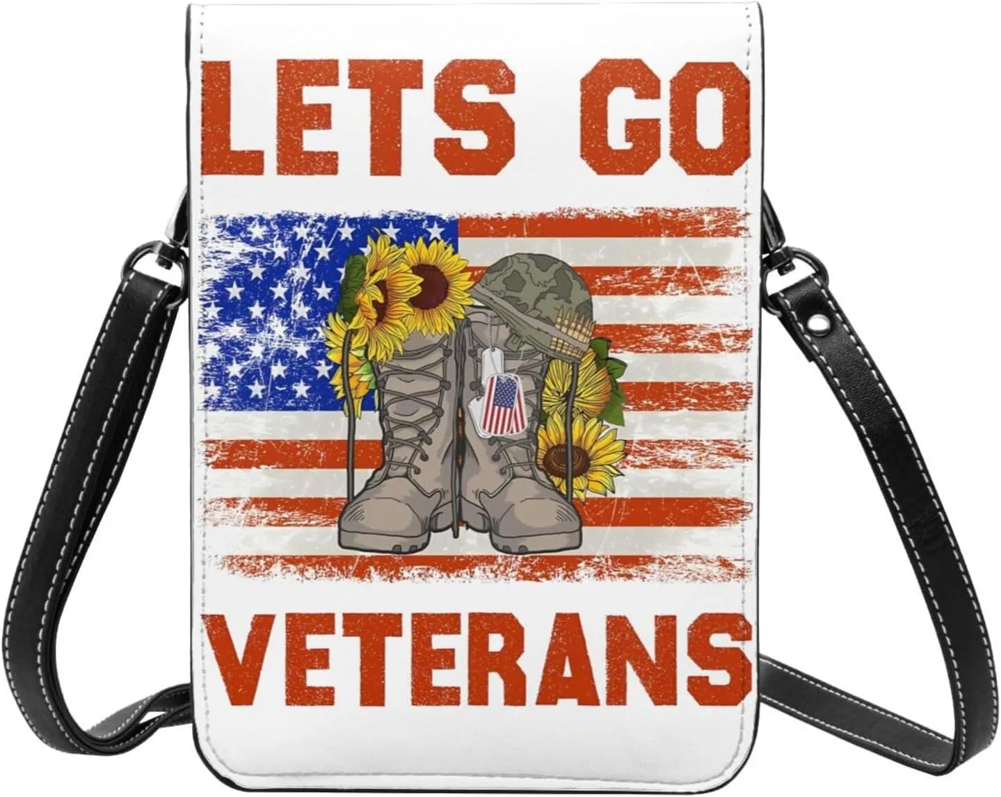 Veterans Day and Eagle USA Flag Cell Phone Purse Small Crossbody Bag For Women Men Wallet Purse With Adjustable Strap