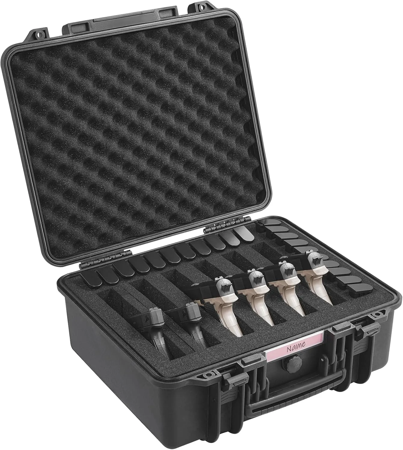 VEVOR Hard Pistol Cases with Pre-cut PU Foam, Waterproof & Dustproof Hard Gun Case for 6 Pistol & 21 Magazine, 19.3×17.1×8.3 in Lockable Pistol Case, Black