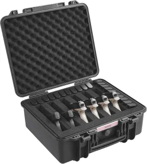 VEVOR Hard Pistol Cases with Pre-cut PU Foam, Waterproof & Dustproof Hard Gun Case for 6 Pistol & 21 Magazine, 19.3×17.1×8.3 in Lockable Pistol Case, Black