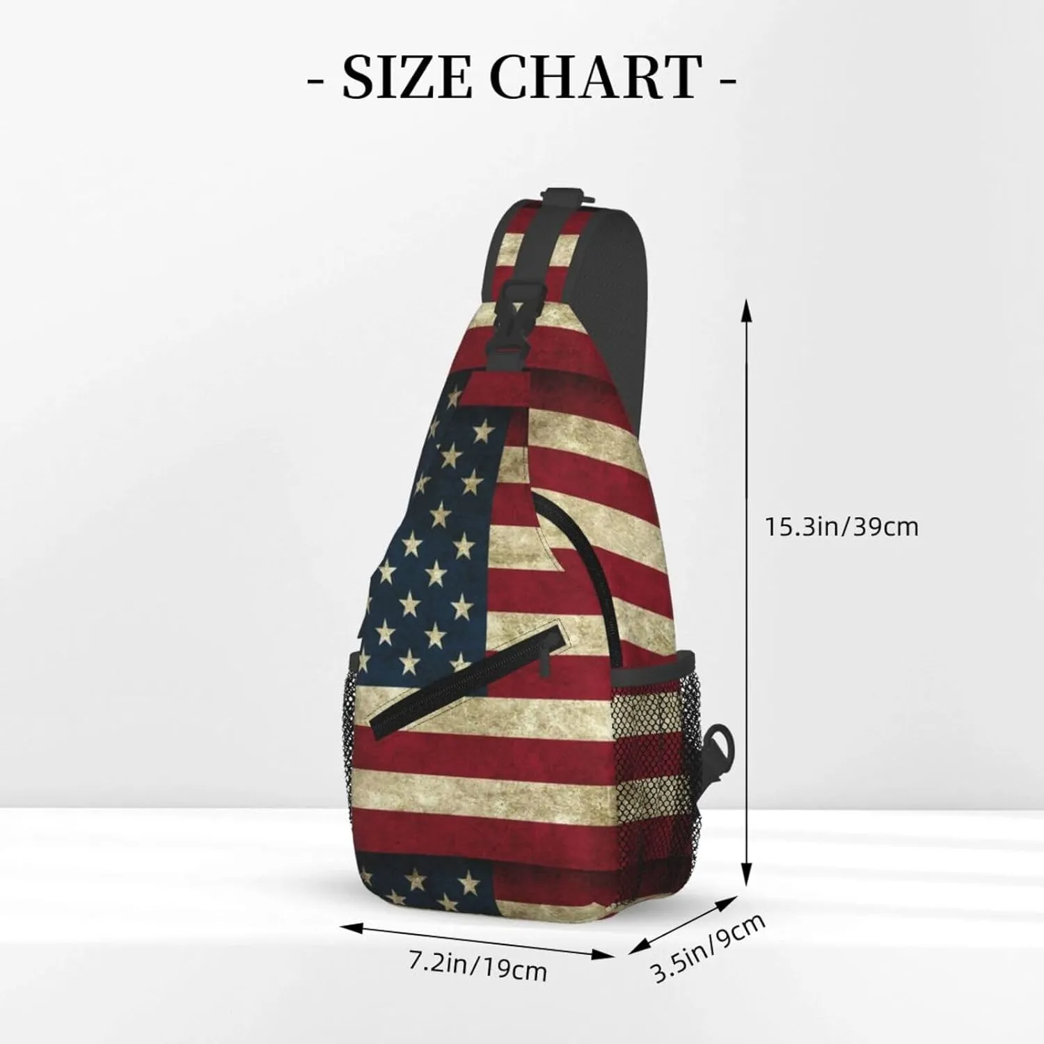 Vintage American Flag Sling Anti Theft Chest Bag For Men and Women Multipurpose Lightweight Casual Mini Backpack Single Shoulder Crossbody Bags