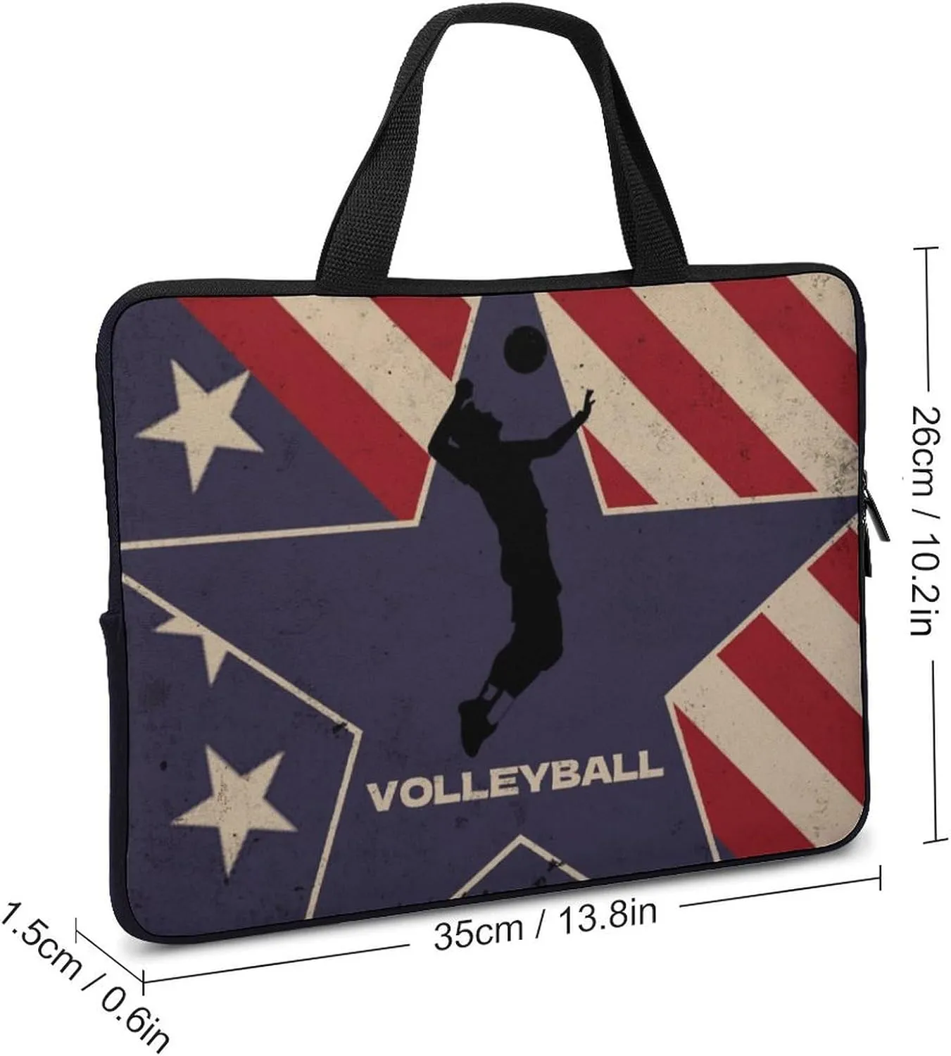 Vintage American Flag Volleyball Laptop Bag Laptop Case Computer Messenger Bag with Adjustable Shoulder Strap