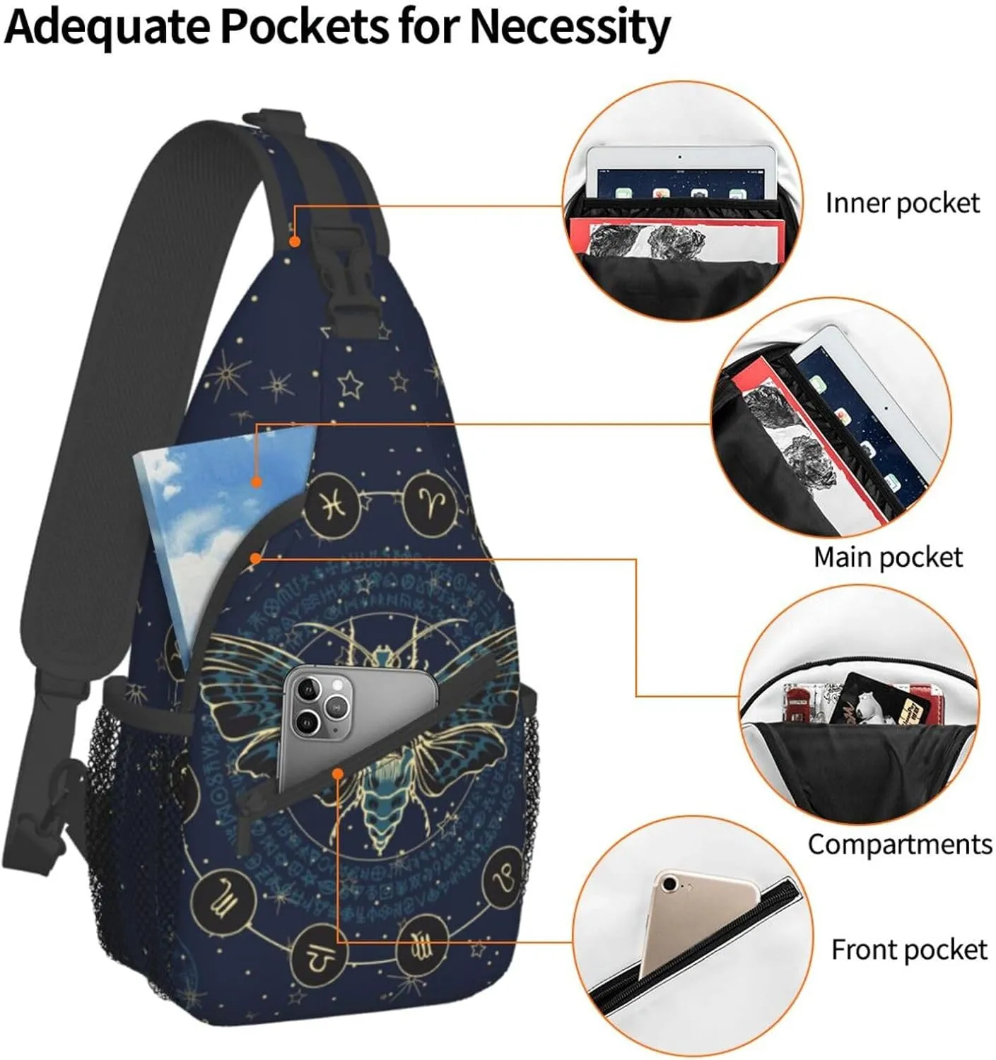 Vintage Elephant Sling Backpack Unisex Crossbody Chest Bag Shoulder Chest Bag For Women Men Hiking Travel