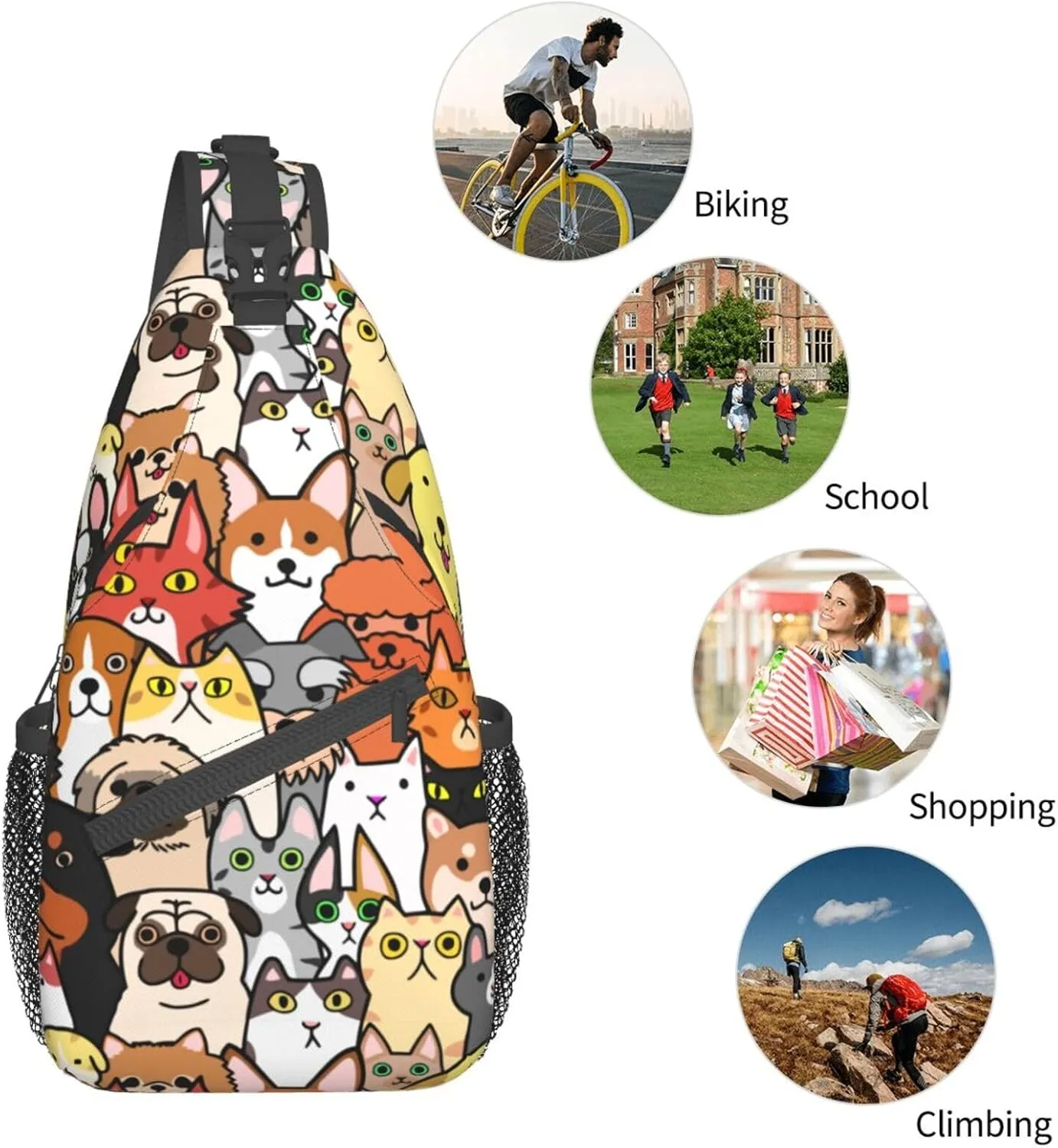 Vintage Elephant Sling Backpack Unisex Crossbody Chest Bag Shoulder Chest Bag For Women Men Hiking Travel