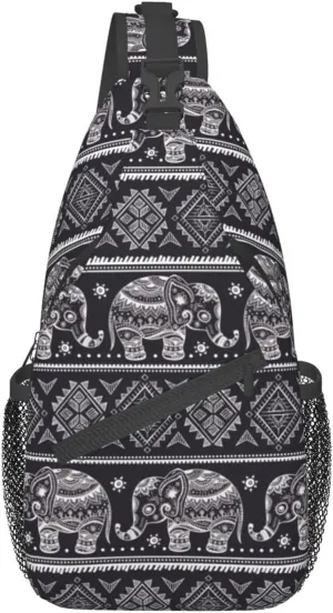 Vintage Elephant Sling Backpack Unisex Crossbody Chest Bag Shoulder Chest Bag For Women Men Hiking Travel