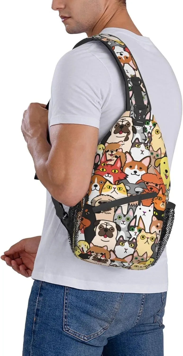 Vintage Elephant Sling Backpack Unisex Crossbody Chest Bag Shoulder Chest Bag For Women Men Hiking Travel