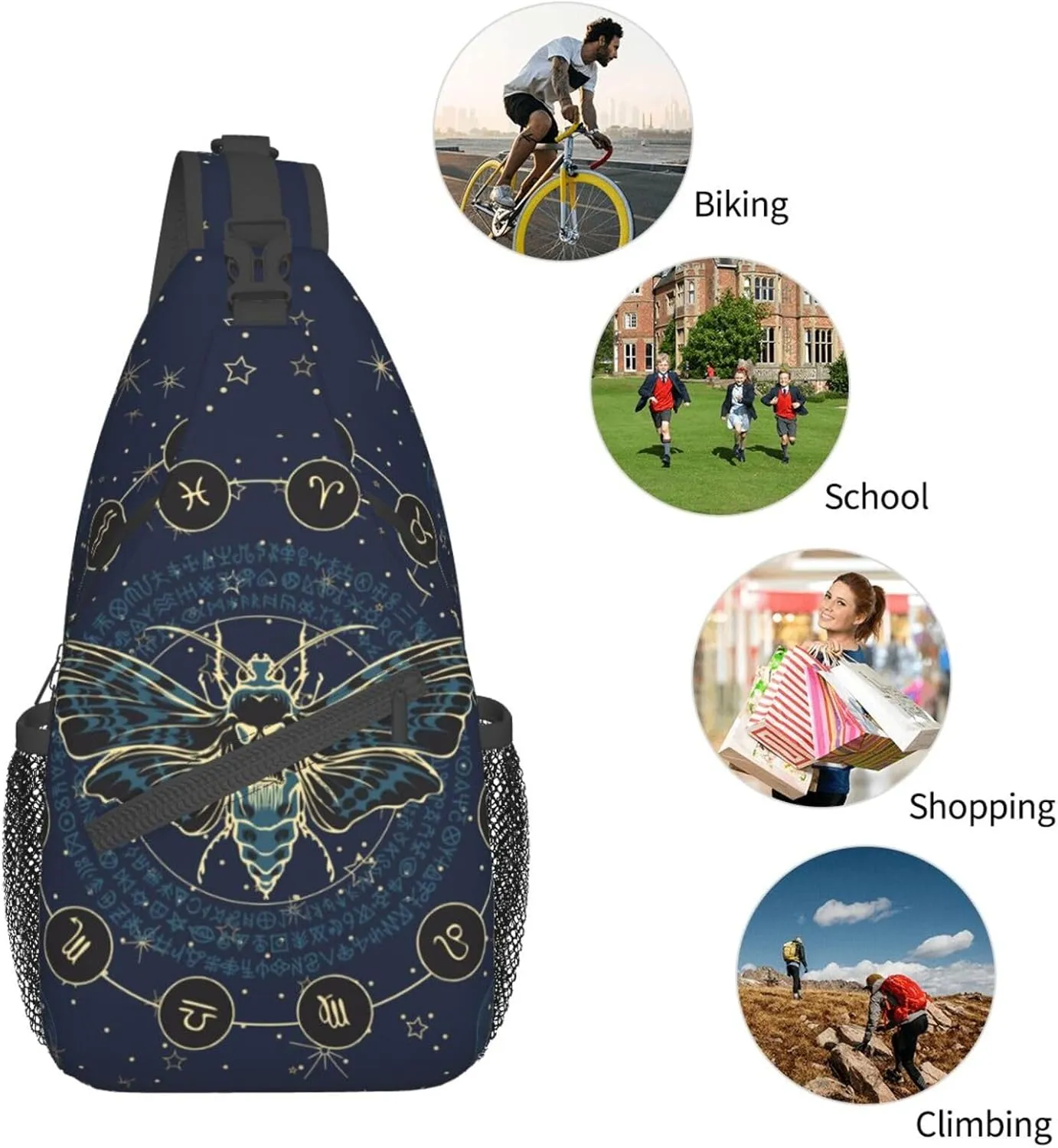 Vintage Elephant Sling Backpack Unisex Crossbody Chest Bag Shoulder Chest Bag For Women Men Hiking Travel