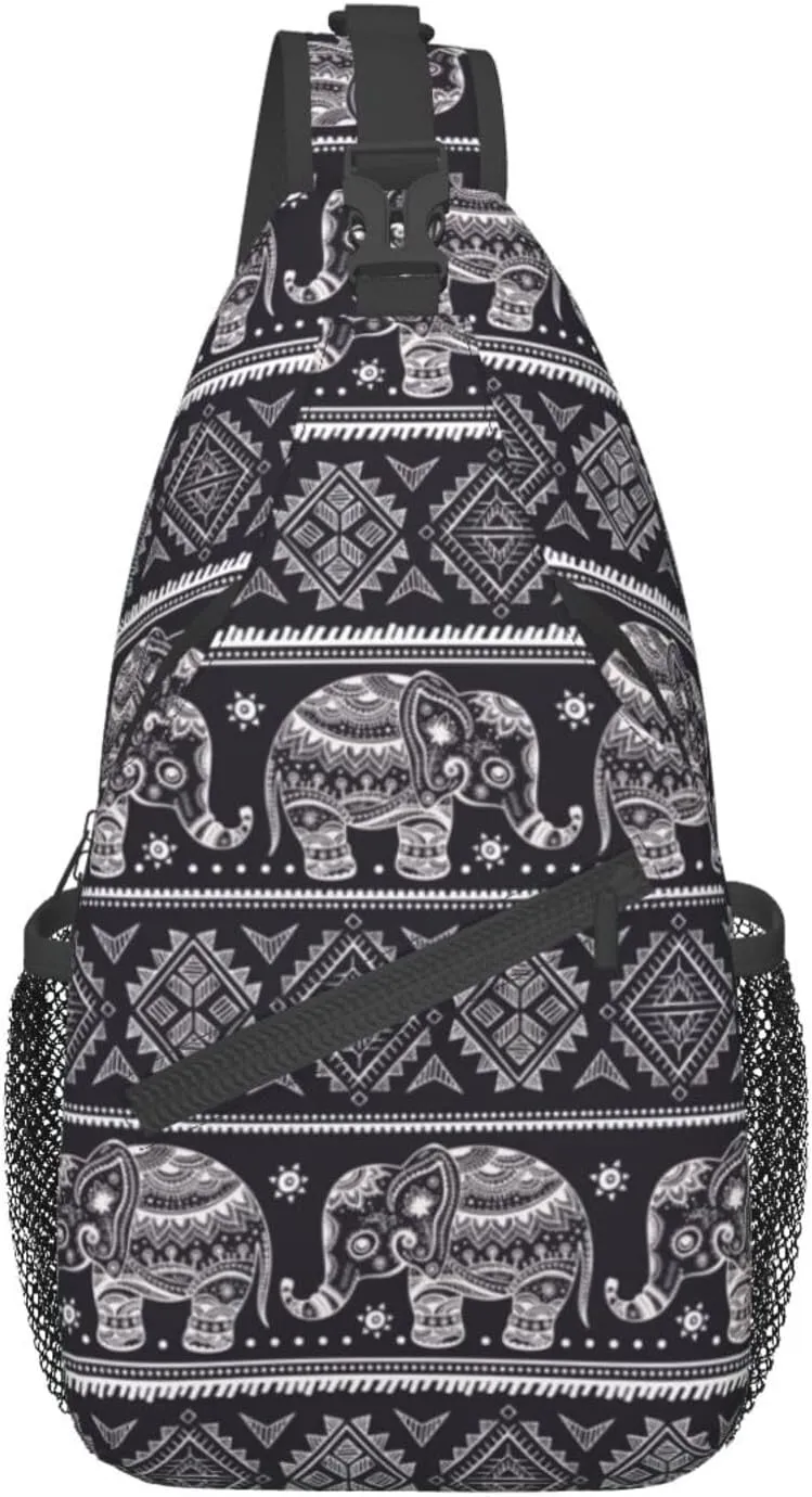 Vintage Elephant Sling Backpack Unisex Crossbody Chest Bag Shoulder Chest Bag For Women Men Hiking Travel