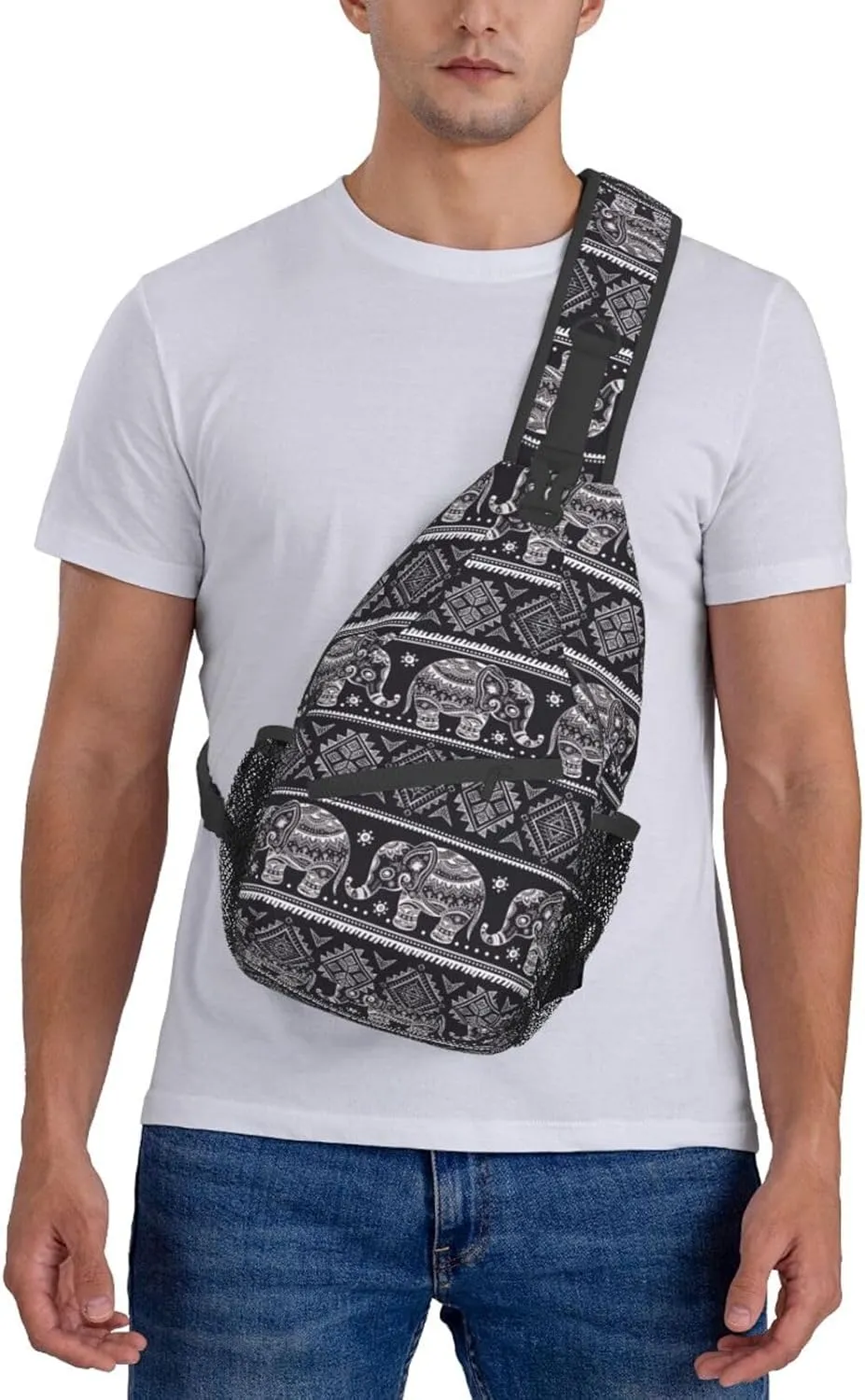 Vintage Elephant Sling Backpack Unisex Crossbody Chest Bag Shoulder Chest Bag For Women Men Hiking Travel